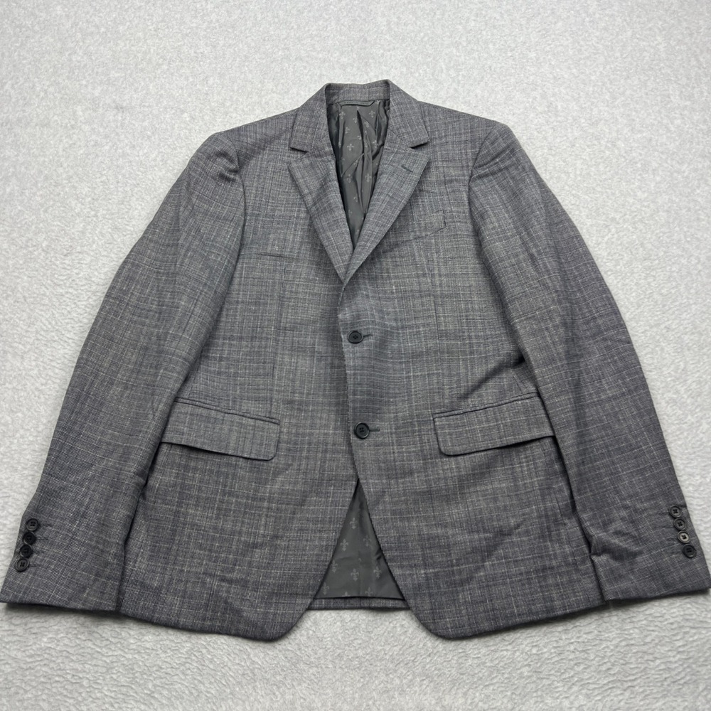 John Varvatos Blazer Mens 46* Plaid Wool Glen Check Two Button Sport Coat Jacket